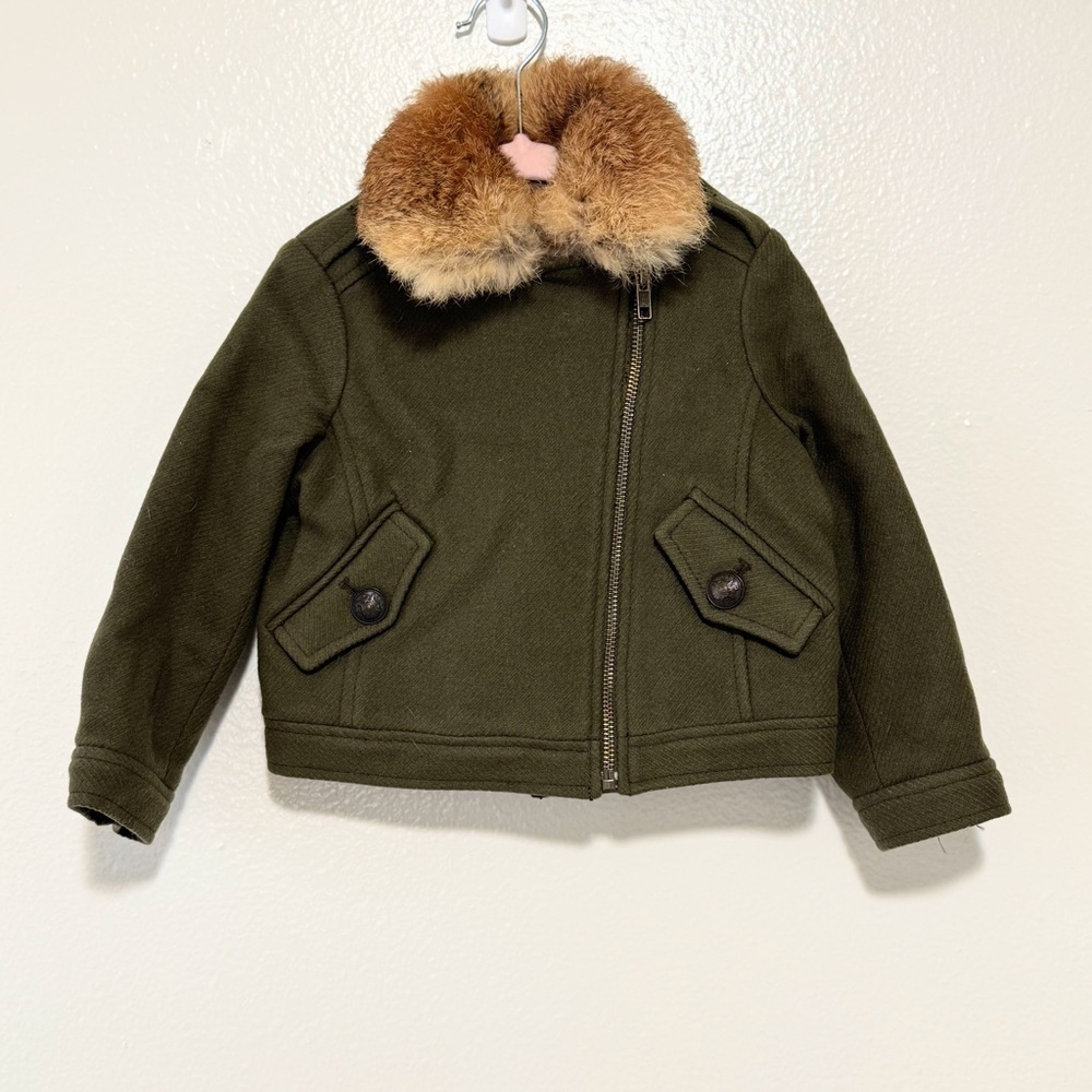 Bonpoint wool jacket with rabbit fur collar scarf 3A